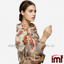 suitable for winter warm lady scarf classical floral print wool scarf